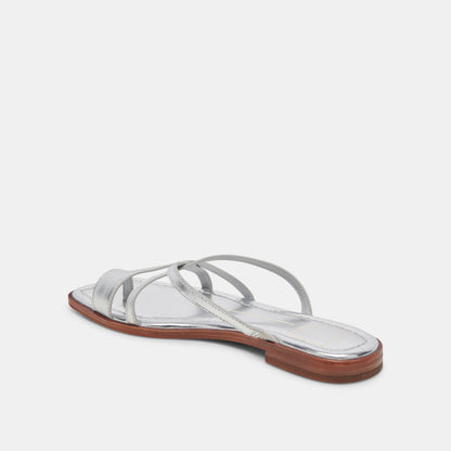 INDIGO SANDALS SILVER DISTRESSED LEATHER