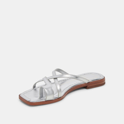 INDIGO SANDALS SILVER DISTRESSED LEATHER