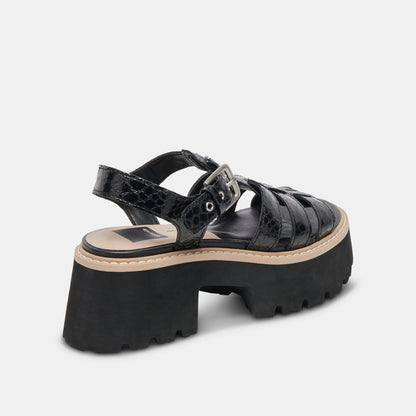 LATICE SANDALS MIDNIGHT EMBOSSED LEATHER