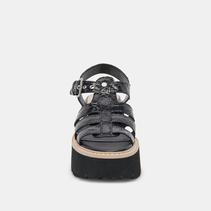 LATICE SANDALS MIDNIGHT EMBOSSED LEATHER