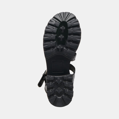 LATICE SANDALS MIDNIGHT EMBOSSED LEATHER