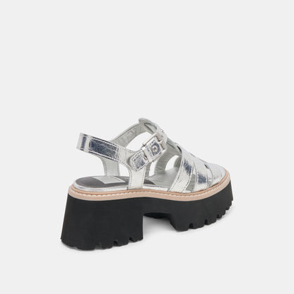 LATICE SANDALS SILVER DISTRESSED LEATHER