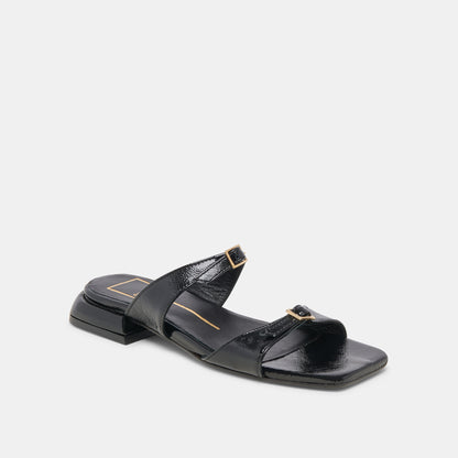 LAVERN SANDALS MIDNIGHT CRINKLE PATENT