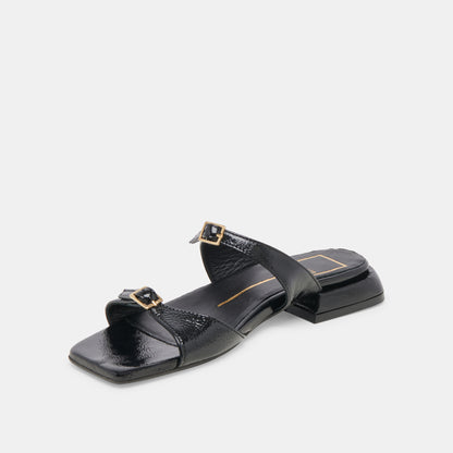 LAVERN SANDALS MIDNIGHT CRINKLE PATENT