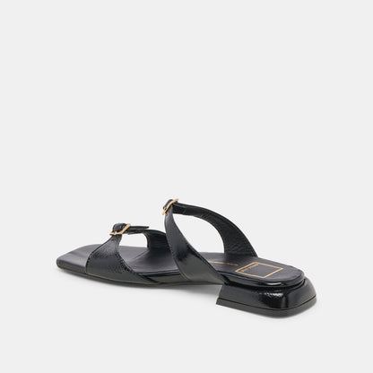 LAVERN SANDALS MIDNIGHT CRINKLE PATENT