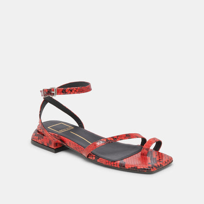 LEXI SANDALS RED SNAKE EMBOSSED