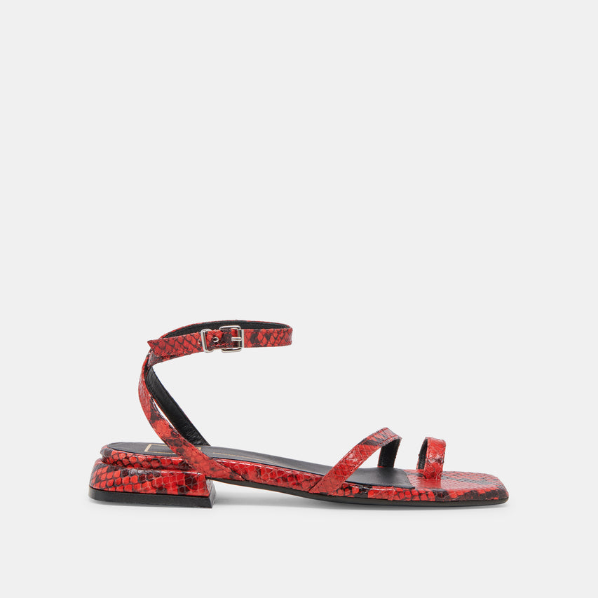 LEXI SANDALS RED SNAKE EMBOSSED