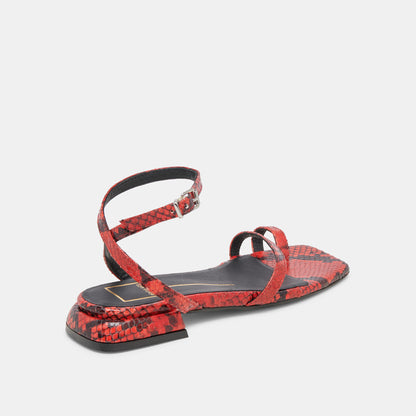 LEXI SANDALS RED SNAKE EMBOSSED