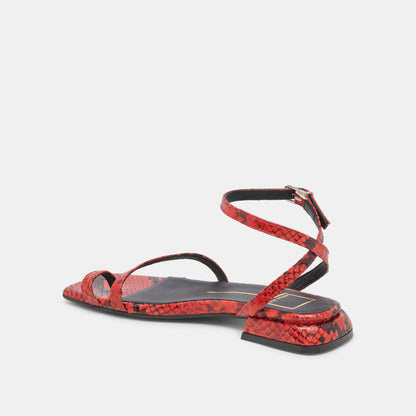 LEXI SANDALS RED SNAKE EMBOSSED