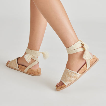 SALACY SANDALS WHITE NATURAL RAFFIA