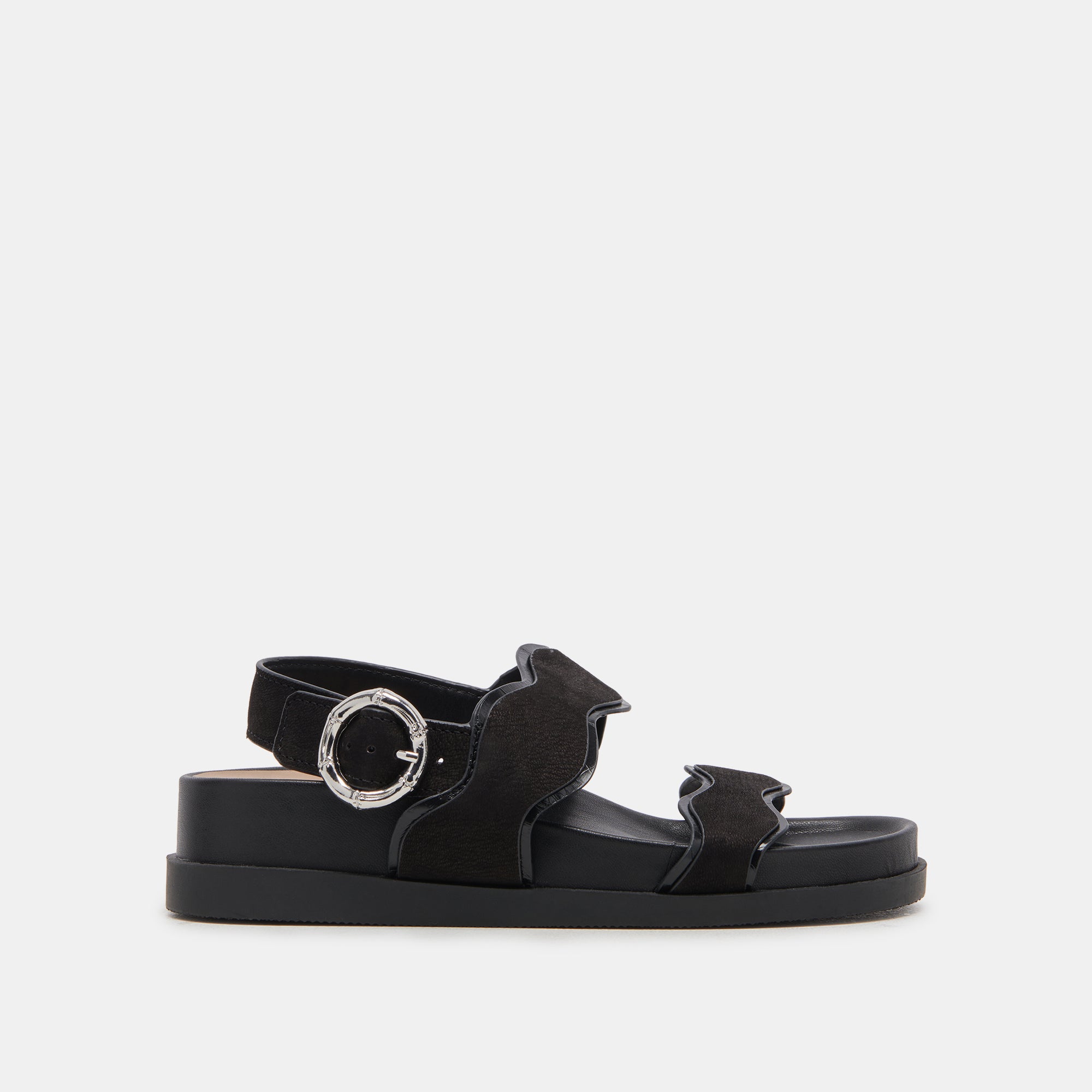 Black Trill Grommet Double-Strap Sandals - CHARLES & KEITH US