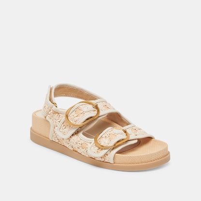 STARLA SANDALS CREME FLORAL RAFFIA