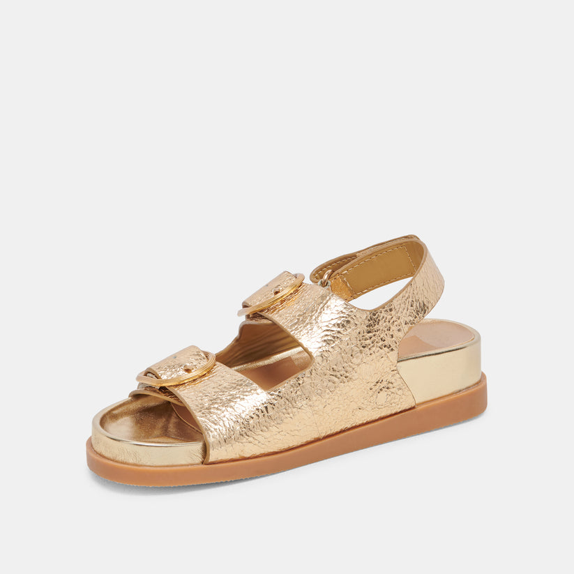 Starla Sandals Gold Distressed Leather | Gold Leather Sandals – Dolce Vita