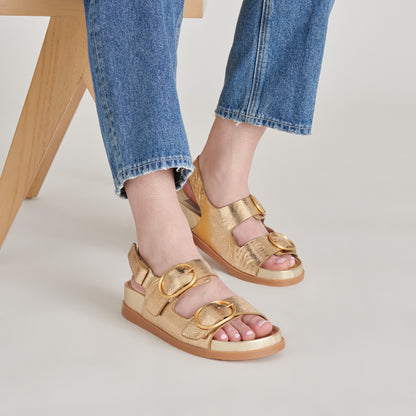 STARLA SANDALS GOLD DISTRESSED LEATHER