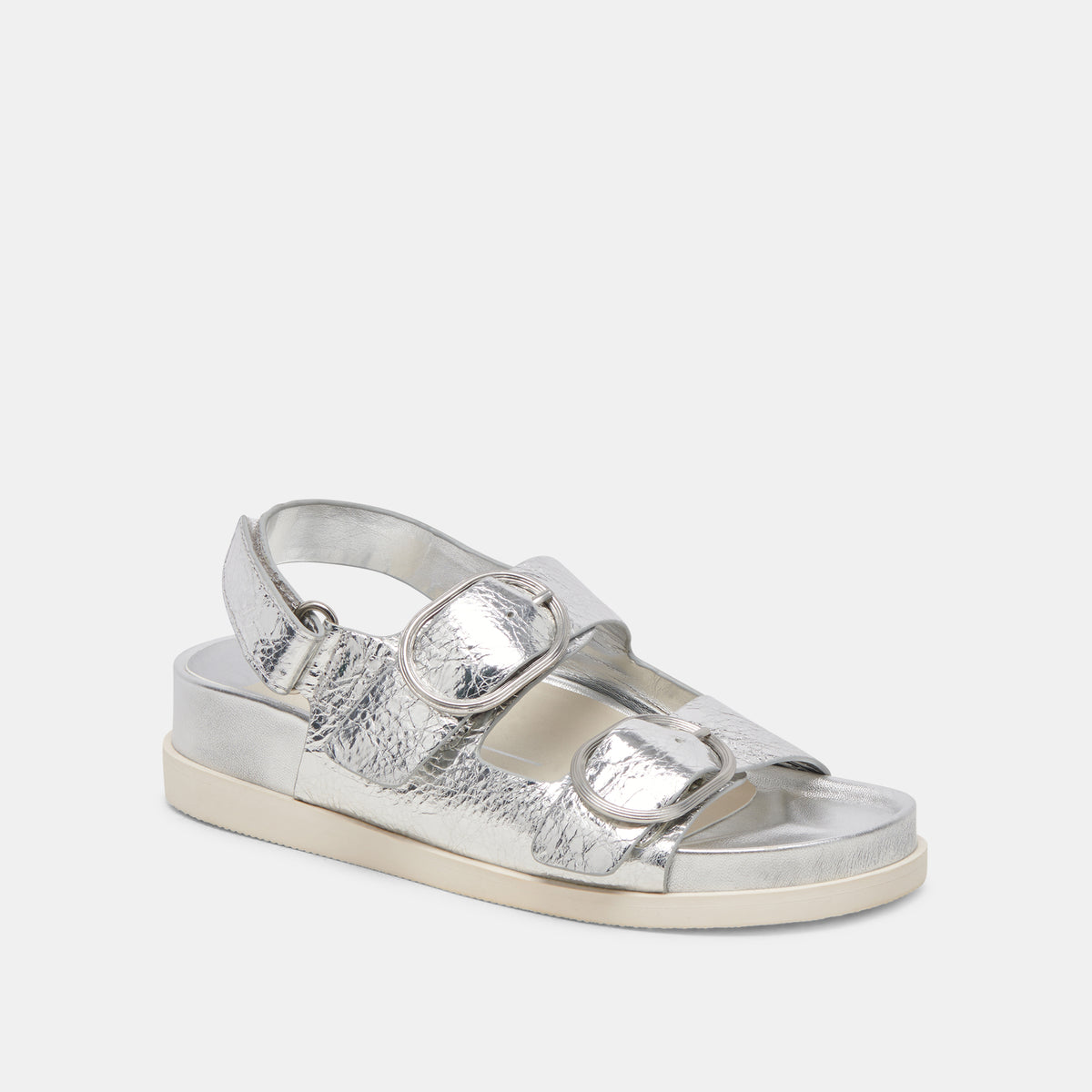 Starla Sandals Silver Distressed Leather | Silver Leather Sandals ...
