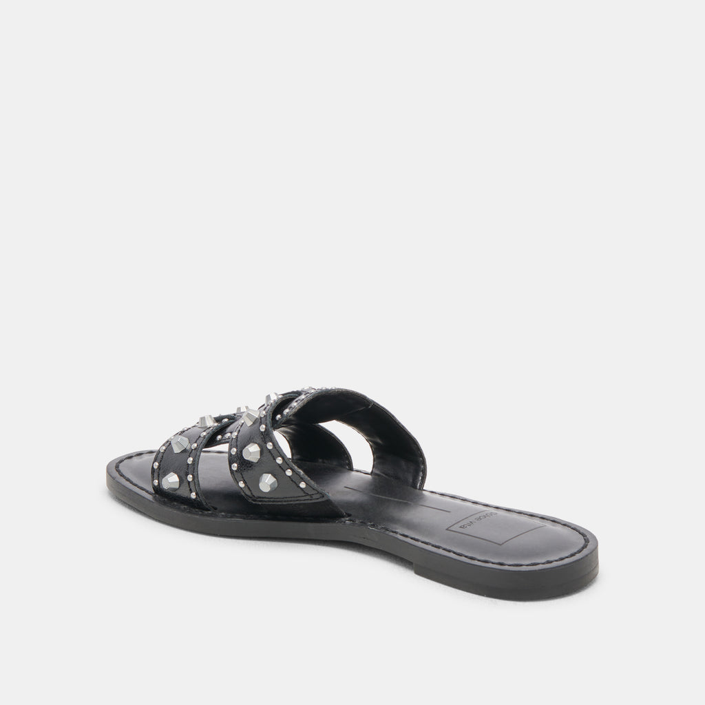 WESLA STUD SANDALS MIDNIGHT CRINKLE PATENT – Dolce Vita