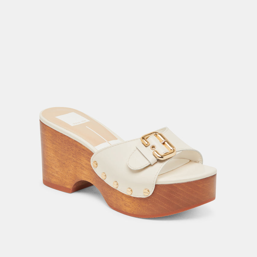 YALAH HEELS OFF WHITE LEATHER