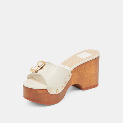 YALAH HEELS OFF WHITE LEATHER