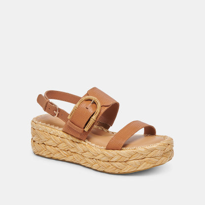 CHERA SANDALS TAN EMBOSSED LEATHER