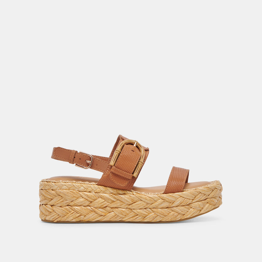 CHERA SANDALS TAN EMBOSSED LEATHER