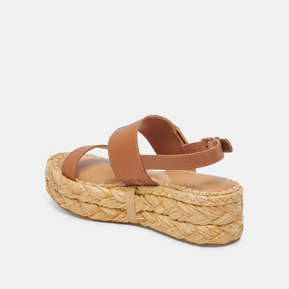 CHERA SANDALS TAN EMBOSSED LEATHER