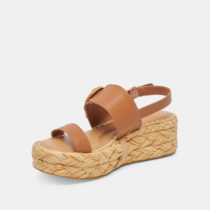 CHERA SANDALS TAN EMBOSSED LEATHER