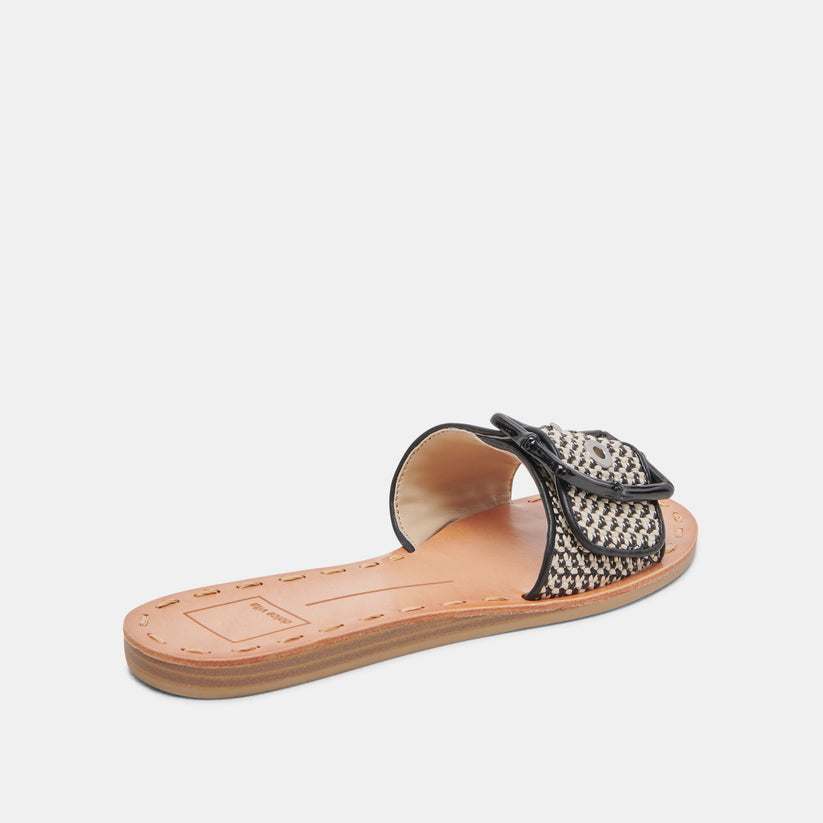 DASA WIDE SANDALS BLACK NATURAL RAFFIA – Dolce Vita