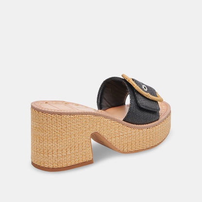 ERA HEELS ONYX RAFFIA