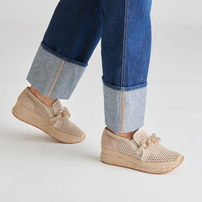 JHENEE ESPADRILLE SNEAKERS TAUPE PERFORATED SUEDE