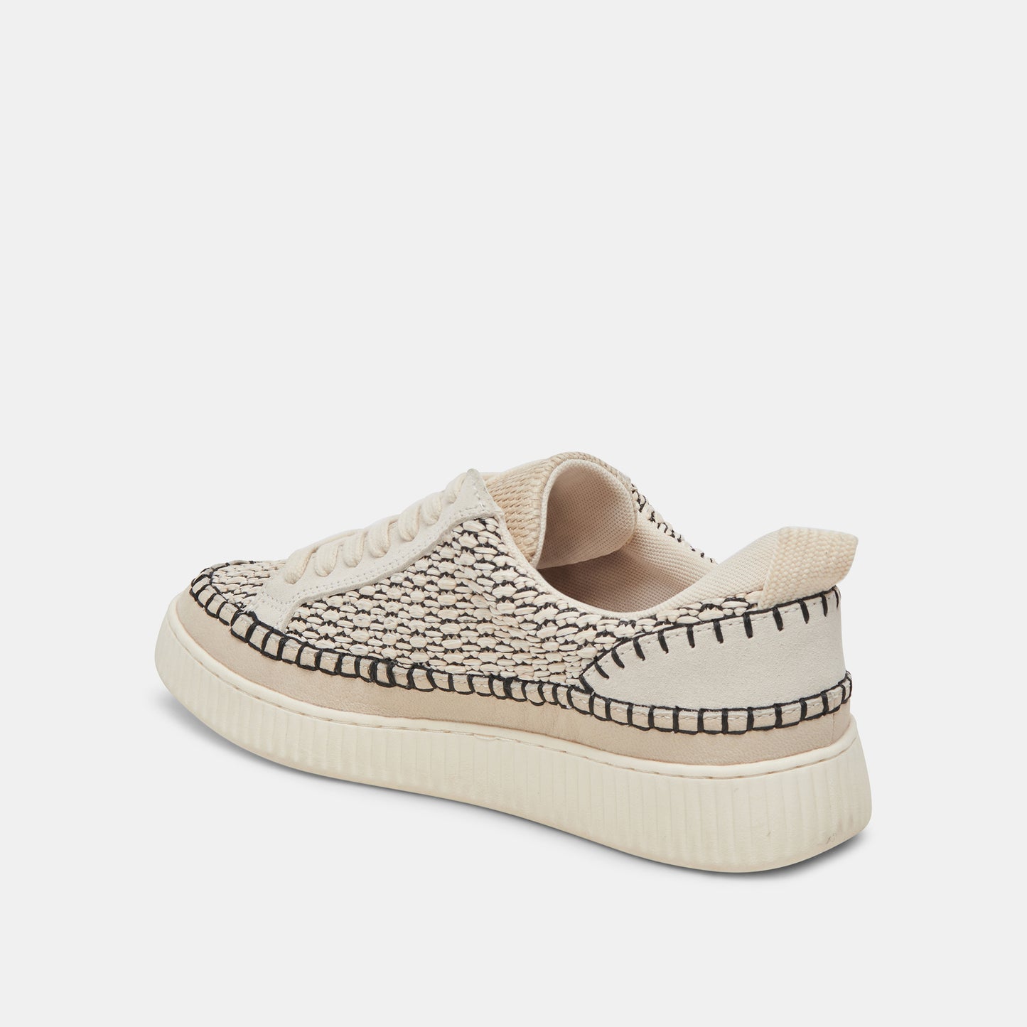 NICONA SNEAKERS BLACK NATURAL RAFFIA