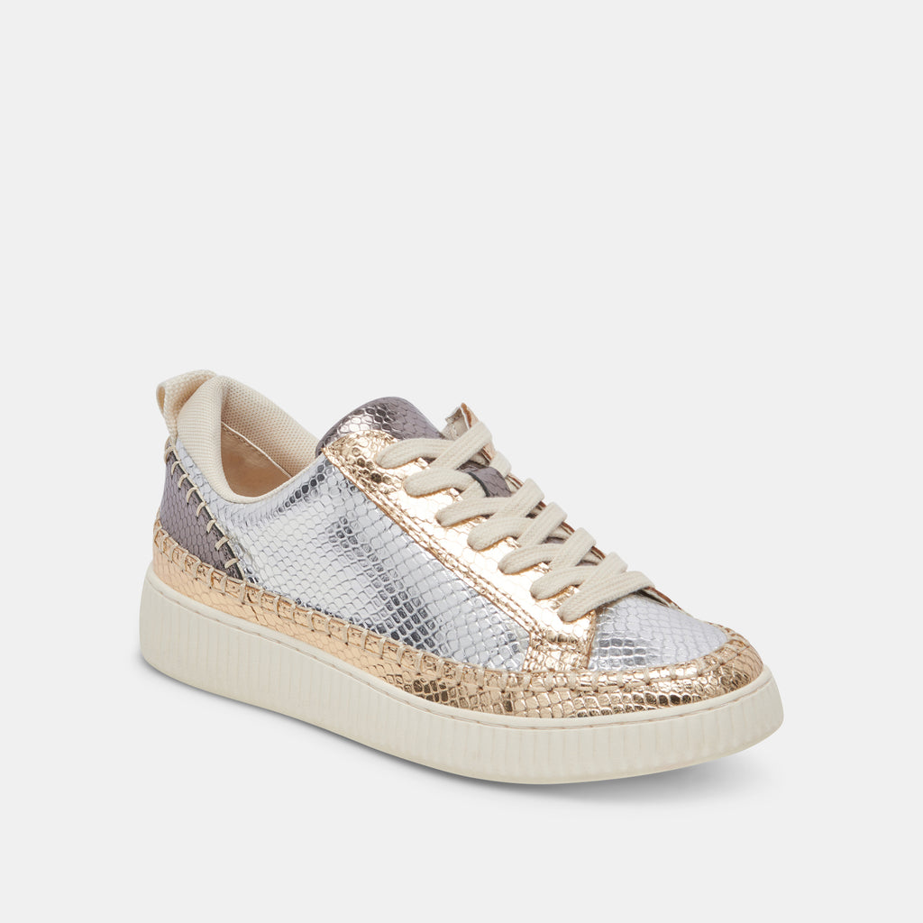 NICONA SNEAKERS SILVER GOLD EMBOSSED LEATHER – Dolce Vita