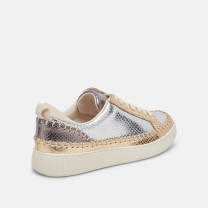 NICONA SNEAKERS SILVER GOLD EMBOSSED LEATHER