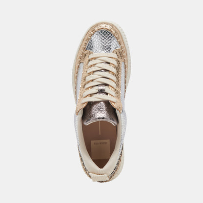 NICONA SNEAKERS SILVER GOLD EMBOSSED LEATHER