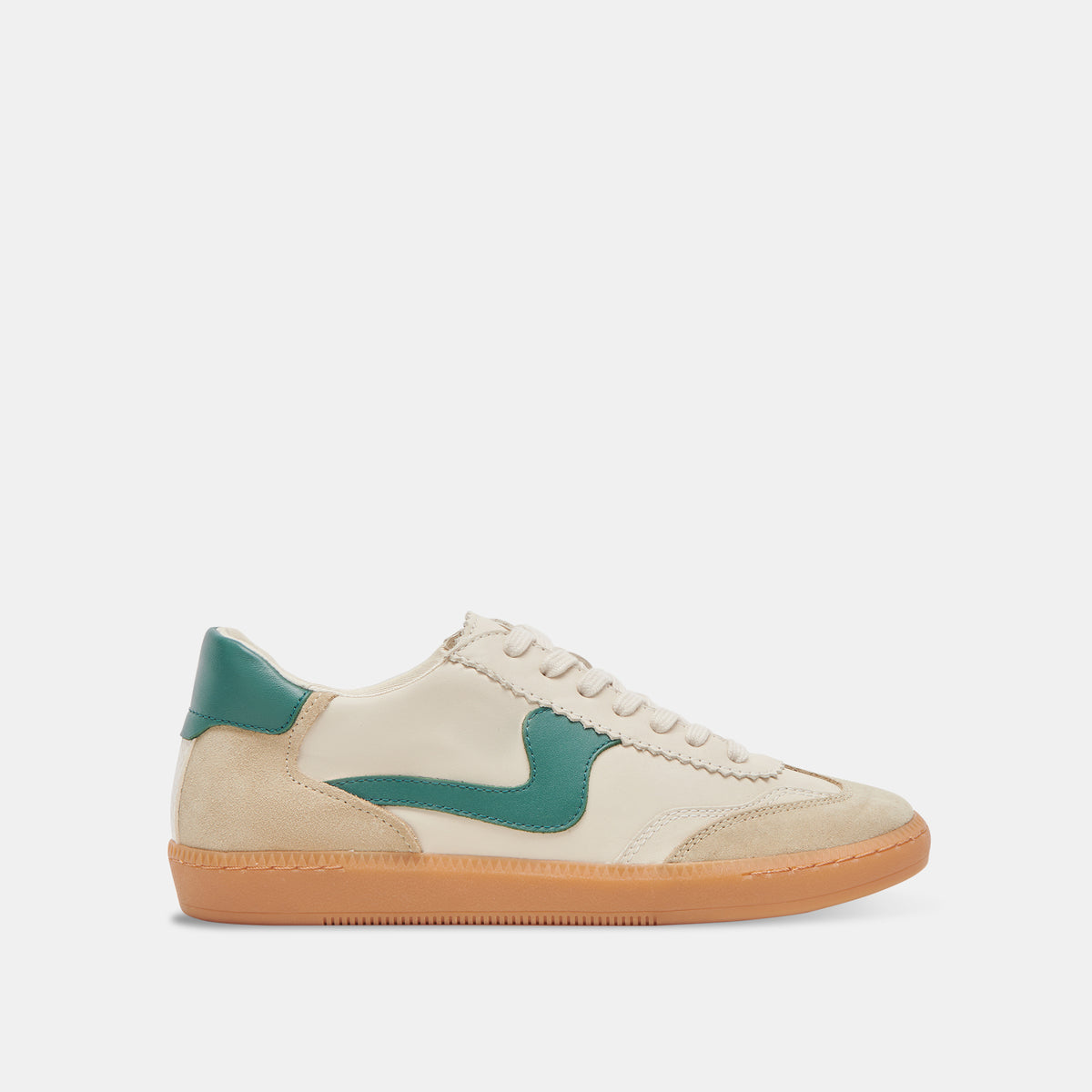 Notice Sneakers White Green Leather | Leather Gum Sole Sneakers – Dolce ...