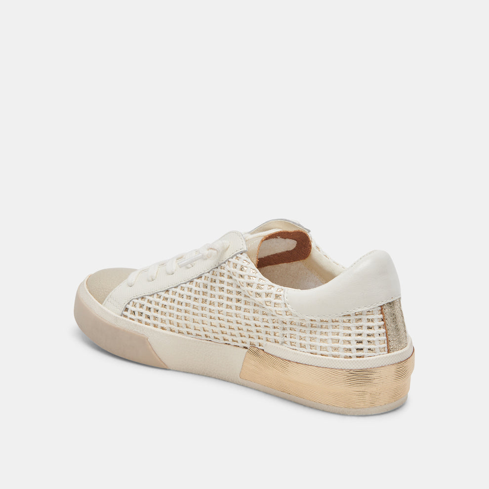 ZINA SNEAKERS BONE GOLD WOVEN – Dolce Vita