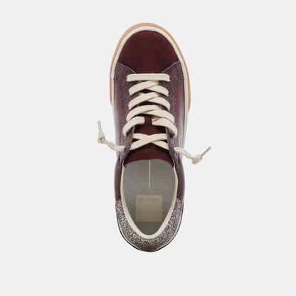 ZINA SNEAKERS BURGUNDY CRINKLE PATENT