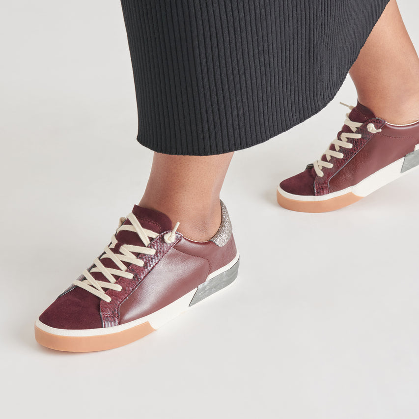 ZINA SNEAKERS BURGUNDY CRINKLE PATENT