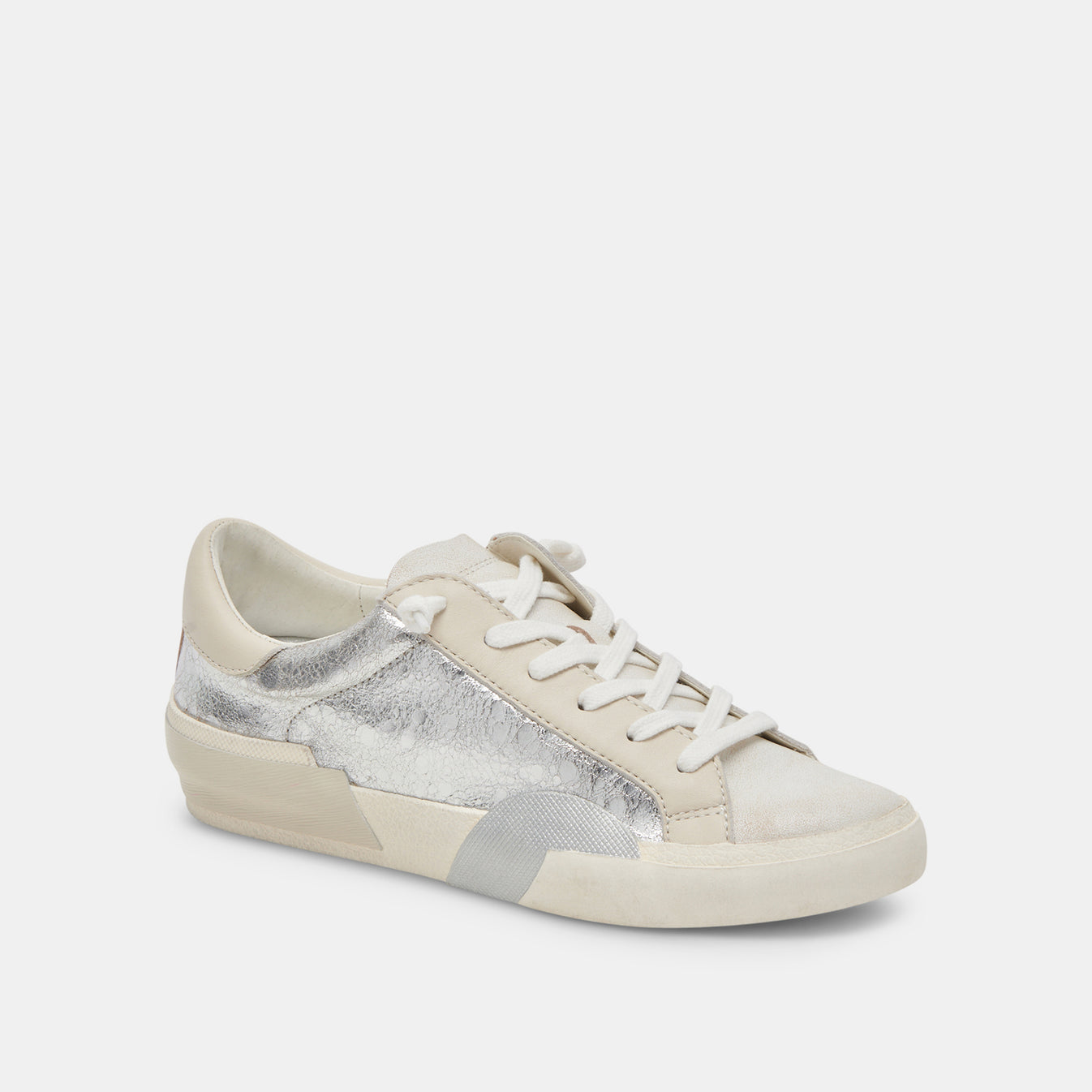 Zina Sneakers Chrome Distressed Leather | Chrome Leather Sneakers ...