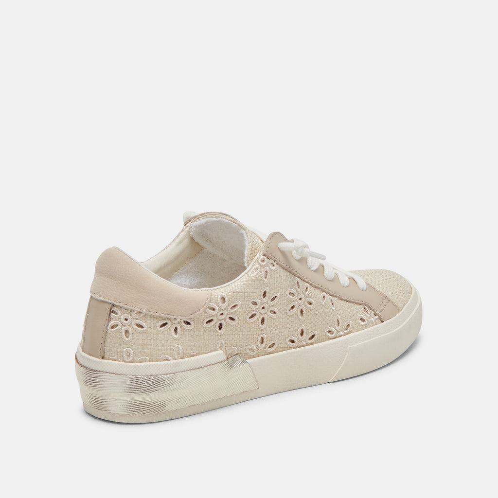 Zina Sneakers Oatmeal Floral Eyelet | Women's Sneakers – Dolce Vita