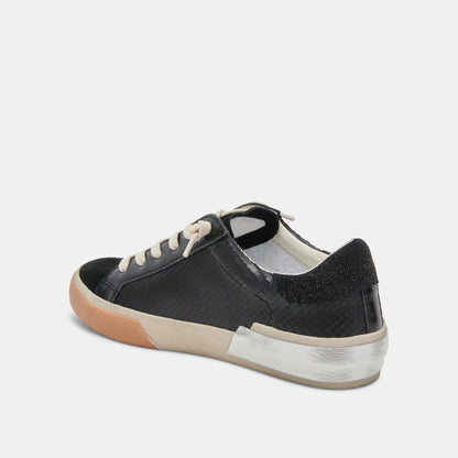 ZINA WIDE SNEAKERS ONYX EMBOSSED LEATHER