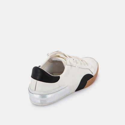 ZINA WIDE SNEAKERS WHITE BLACK LEATHER