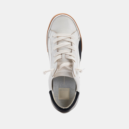 ZINA WIDE SNEAKERS WHITE BLACK LEATHER