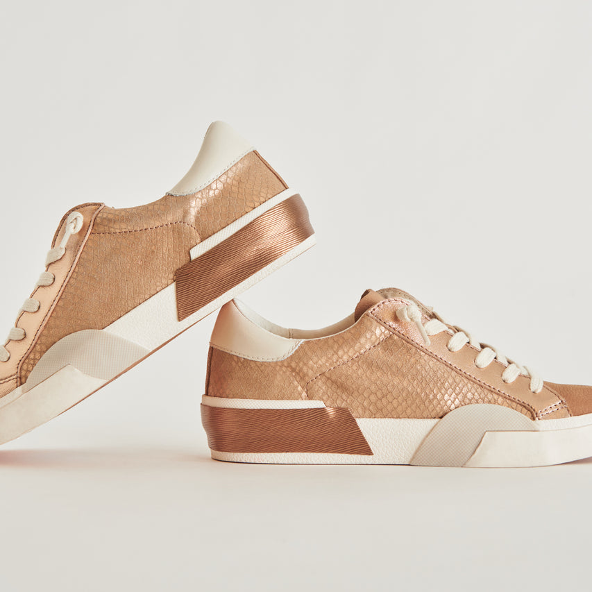 ZINA SNEAKERS BRONZE EMBOSSED LEATHER