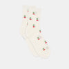 CHERRY WAFFLE KNIT SOCKS WHITE RED