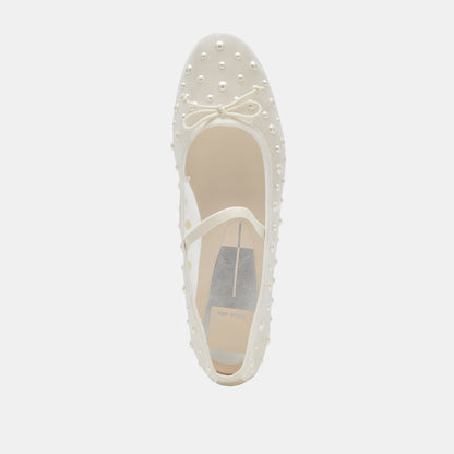 CADEL PEARL BALLET FLATS IVORY MESH