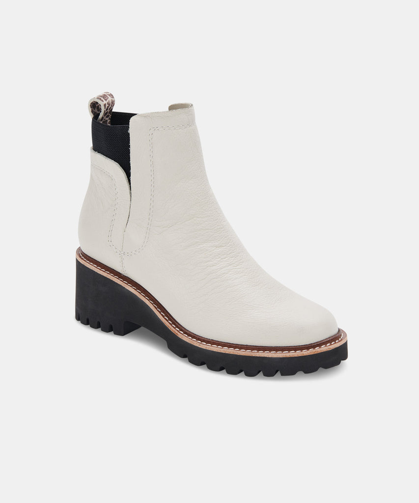 HUEY H2O BOOTS IN IVORY LEATHER -   Dolce Vita