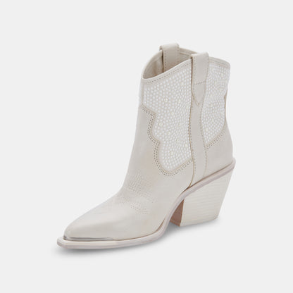 NASHE BOOTIES OFF WHITE PEARLS