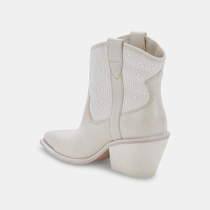 NASHE BOOTIES OFF WHITE PEARLS