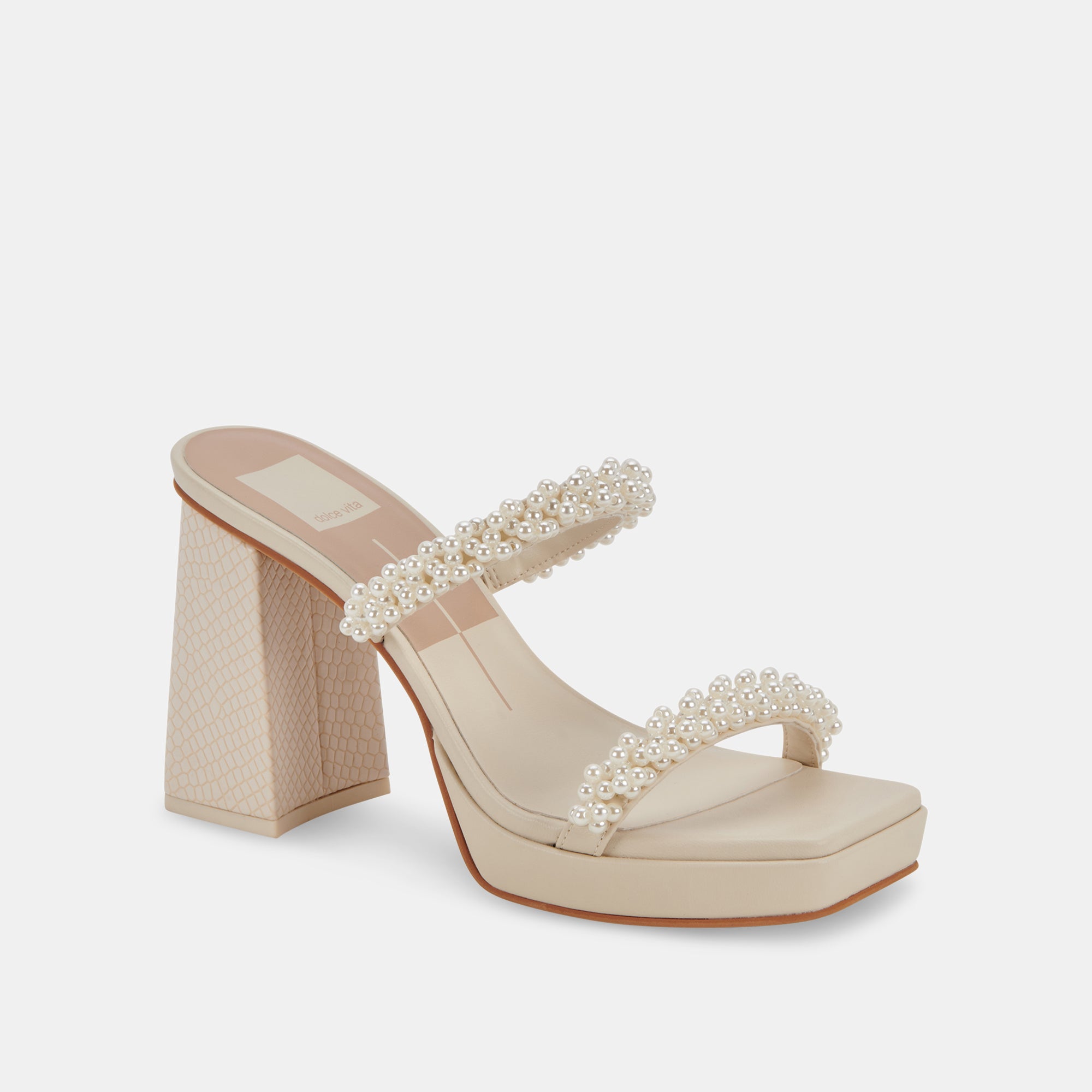 ARIELE Platform Heels Vanilla Pearls | Block Heeled Sandals