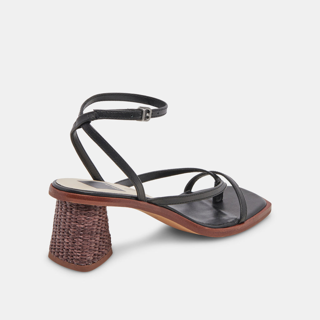 Black low heel online sandals